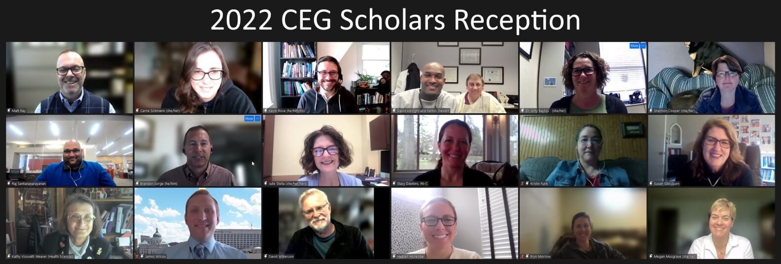 The 2022 CEG Scholars smiling together on Zoom.